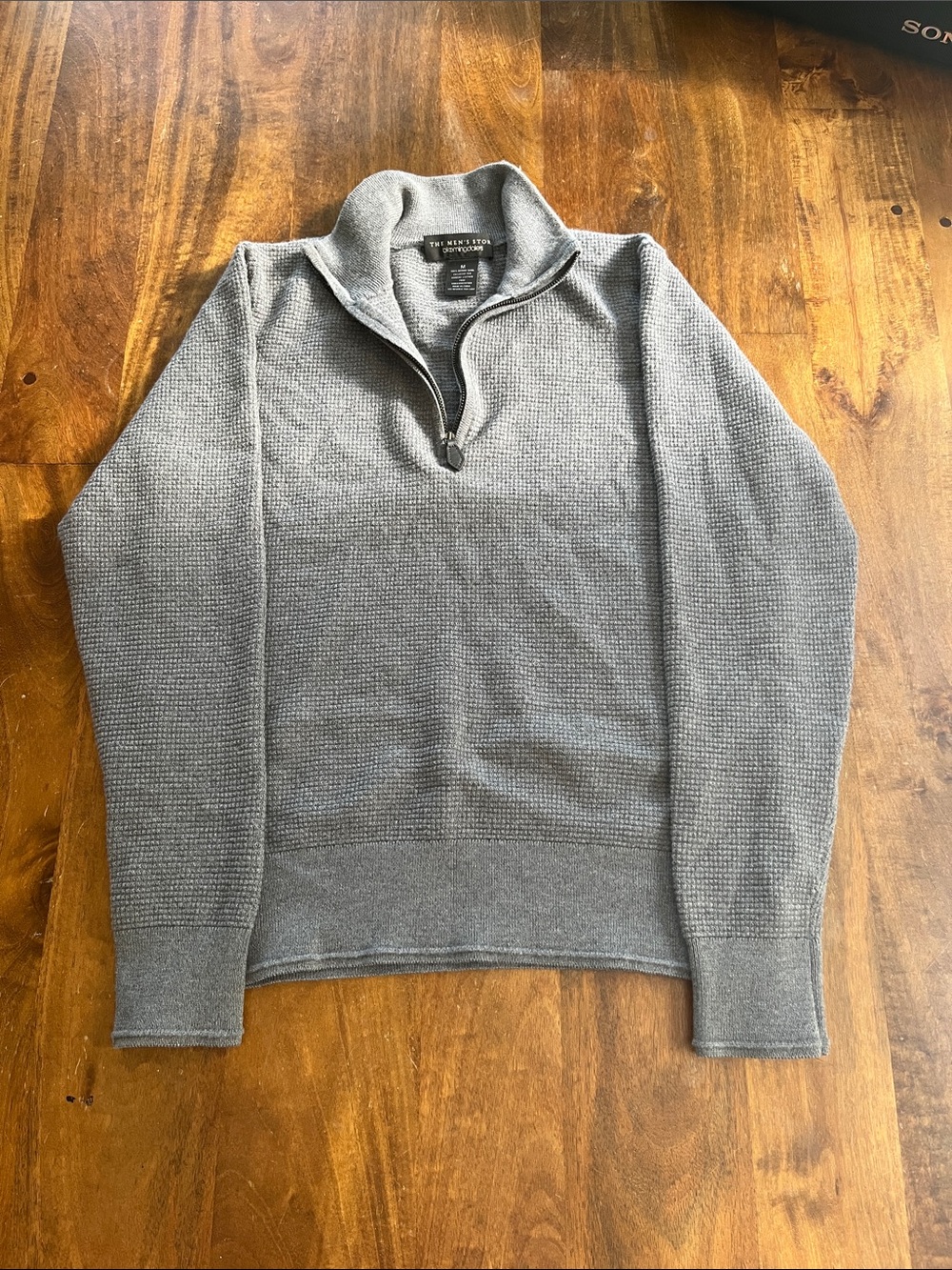 Bloomingdale's Men's Light Gray Half-Zip Textured Sweater
